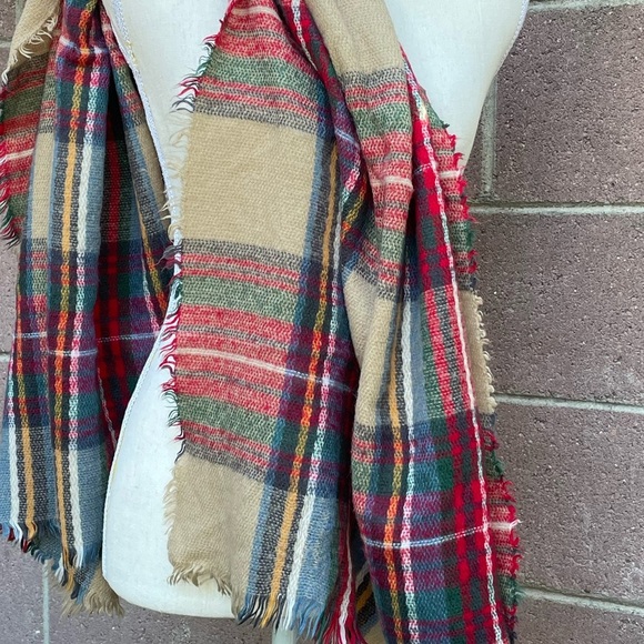 Plaid Scarf Set Blanket Oversized Long One Size - Picture 12 of 13